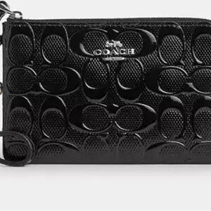 Coach Black Embossed Leather Pouch